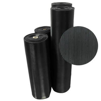 Rubber Rib Anti-Slip Floor Matting 3mm x 10m x 0.9m Roll - Black